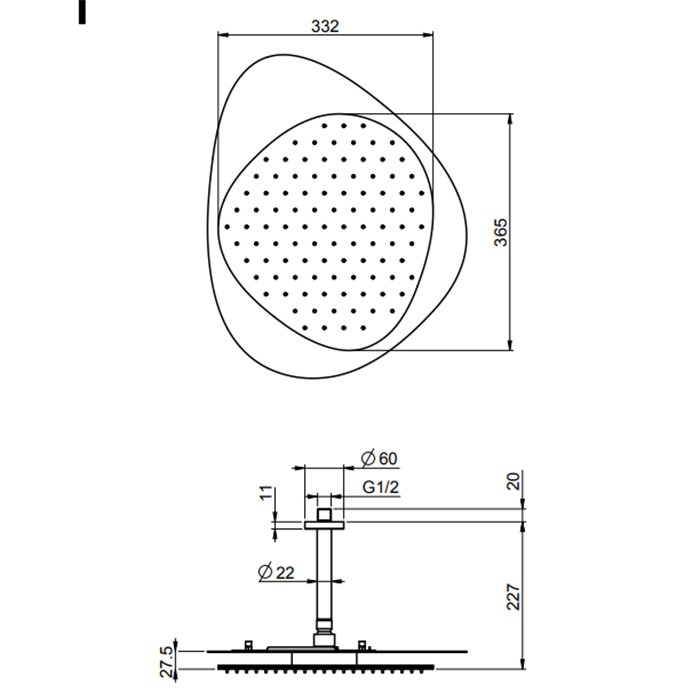 Fima Carlo Frattini Верхний душ Cloud, в комплекте с потолочным держателем 150 мм., верхняя пластина хром, Wellness, F2653CCR цвет: хром