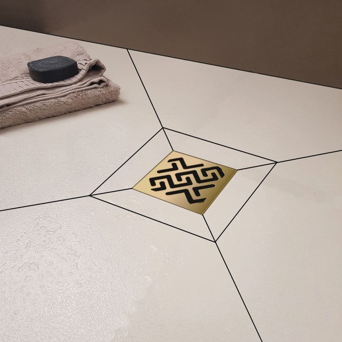 Душевой трап BERGES ZENTRUM Antik 150х150, бронза, выпуск D50 H65, арт.094365