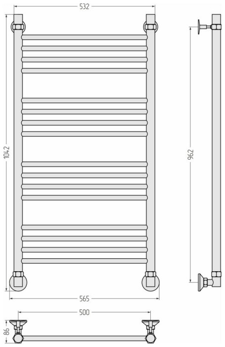 Стилье Водяной полотенцесушитель 1000x500, Аксиома-10, 00661-1050 цвет: без покрытия
