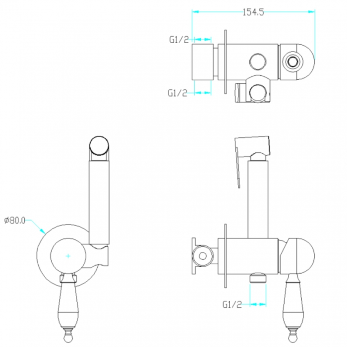 Гигиеническая лейка со смесителем, золото, Imperiale Boheme 435