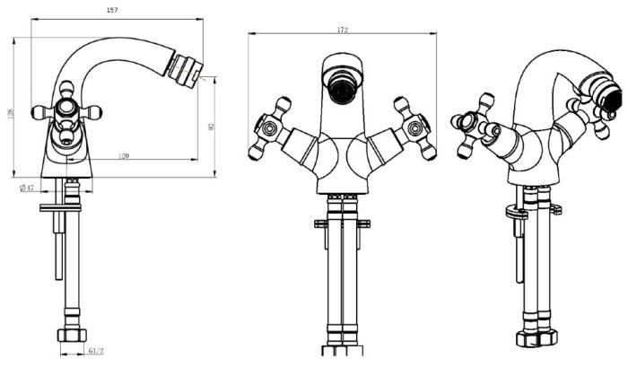 Смеситель для биде, хром, Brillante Boheme 356
