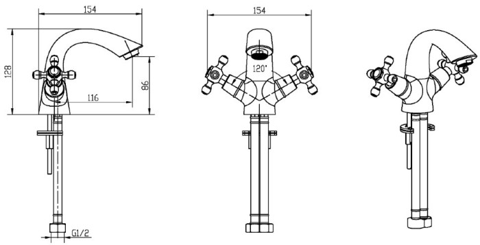 Смеситель для раковины, бронза, Crystal Boheme 311-Royal/CRST