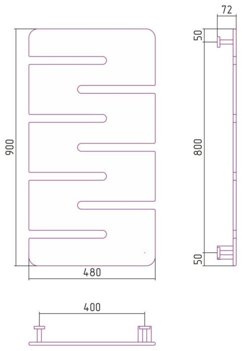 Сунержа Электрический полотенцесушитель 1000x500, Космополит, 70-0864-9048 цвет: алюминий