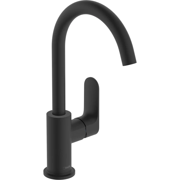 Смеситель для раковины с поворотным изливом со сливным гарнитуром, Hansgrohe Rebris S, черный арт. 72536670