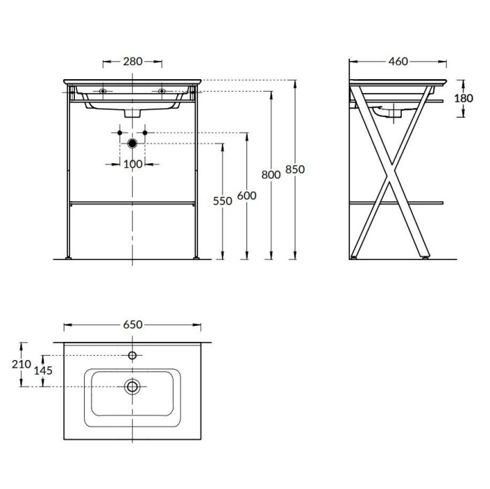 Металлическая структура напольная 65см, Piano next Kerama Marazzi, черный - PIA.N.65\BLK