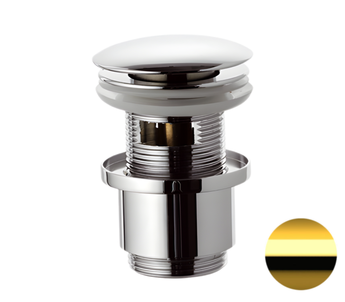 Донный клапан с переливом 1”1/4 золото глянцевый, Remer, 905CC2114DO