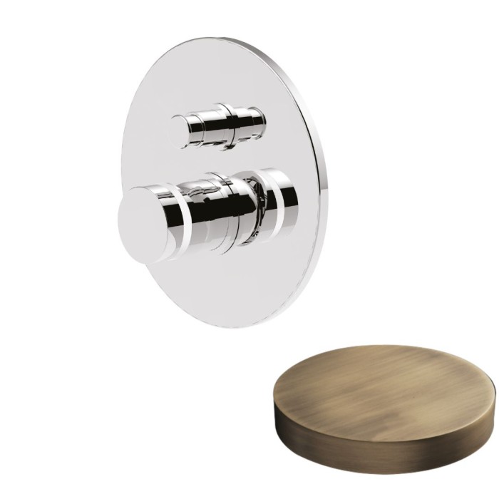 Встраиваемый смеситель для душа, однорычажный, с кнопкой-переключателем, на 2 режима, Giulini My ring, бронза матовая арт. MR0063BROP