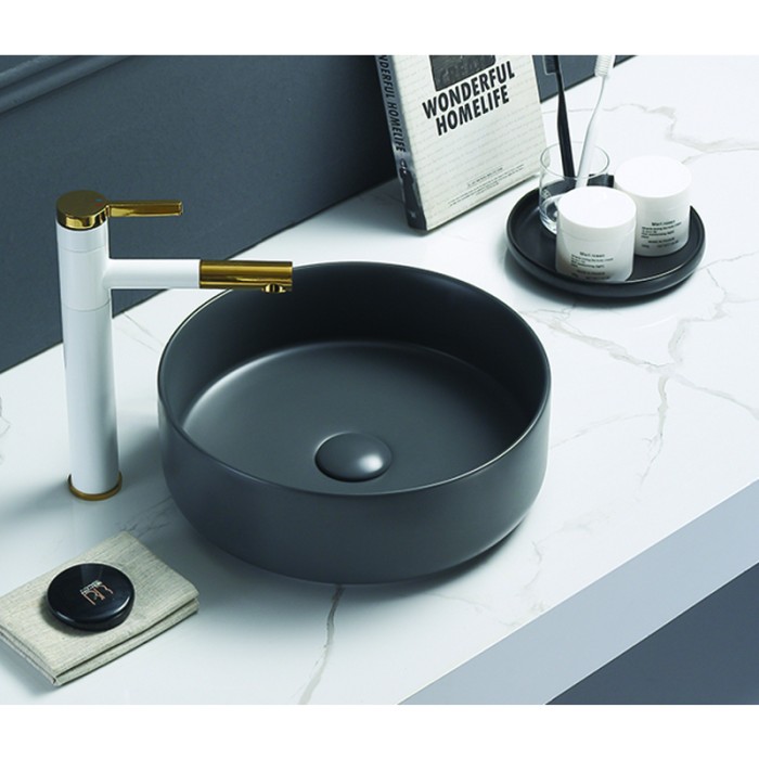 Раковина накладная 346x346x114 темно-серая, Azario - AZ-3134 MDG SP