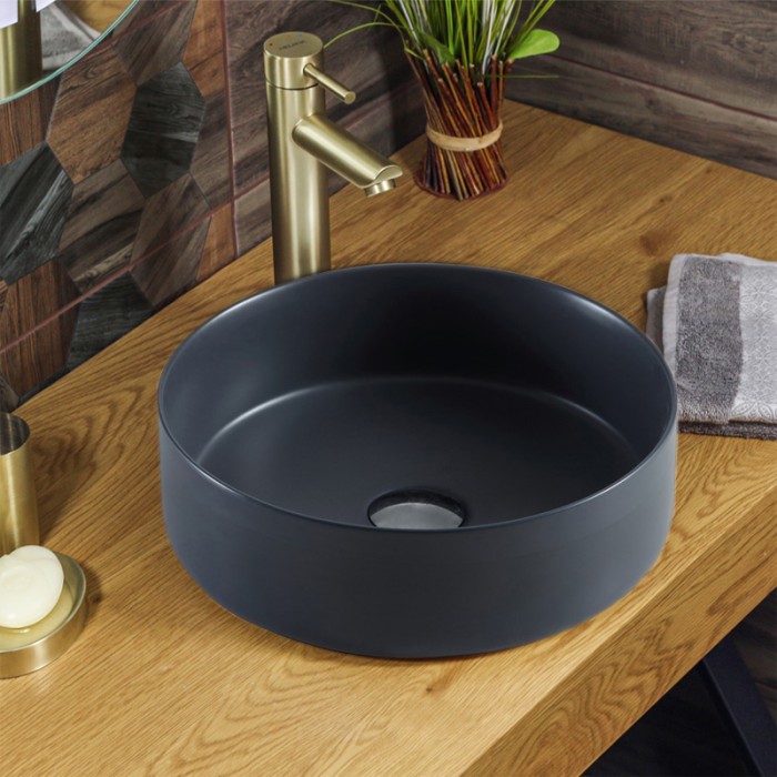 Раковина накладная 346x346x114 темно-серая, Azario - AZ-3134 MDG SP