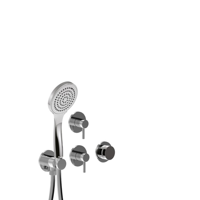 Внешняя часть встраиваемого смесителя для душа на 5 режимов, однорычажный, поворотный переключатель, ручной душ + 4 доп. вывода воды, Giulini My ring deluxe, хром арт. MRX5305DLEP