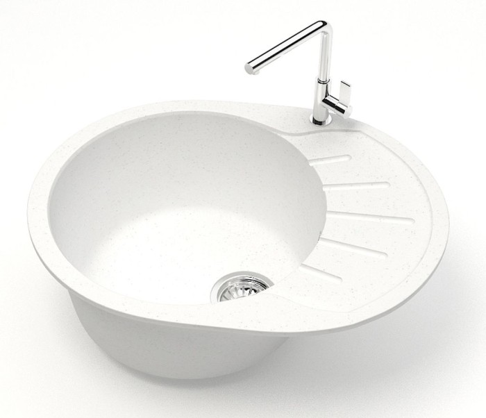 Кухонная мойка Light 575х440х215 искусственный мрамор, белая, Azario Light - CS00079917