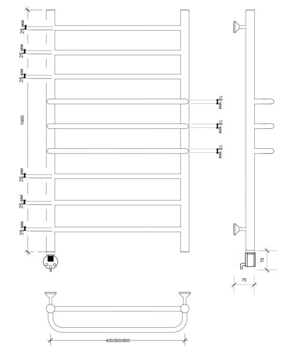 Полотенцесушитель электрический 100x40 Триест Secado арт. 4673739255698