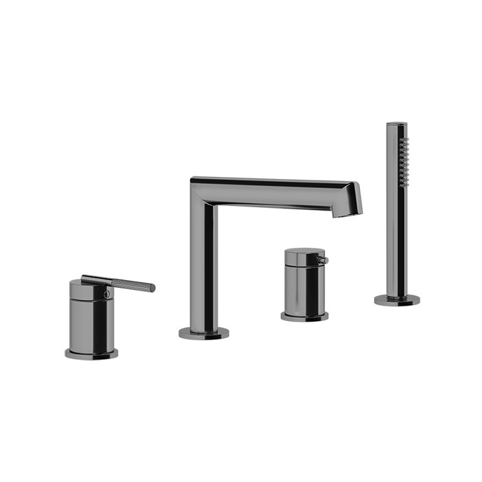 Смеситель на борт ванны, на 4 отв., с ручным душем, Gessi Ingranaggio, black metal brushed pvd арт. 63537#707