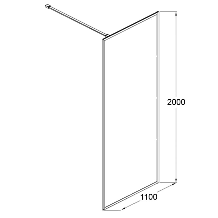 Душевая перегородка 6310 Walk-in 1100x2000 прозрачное стекло 6 мм, цвет профиля серебро  Richmond, Azario арт. AZ-NAG 6310 1100