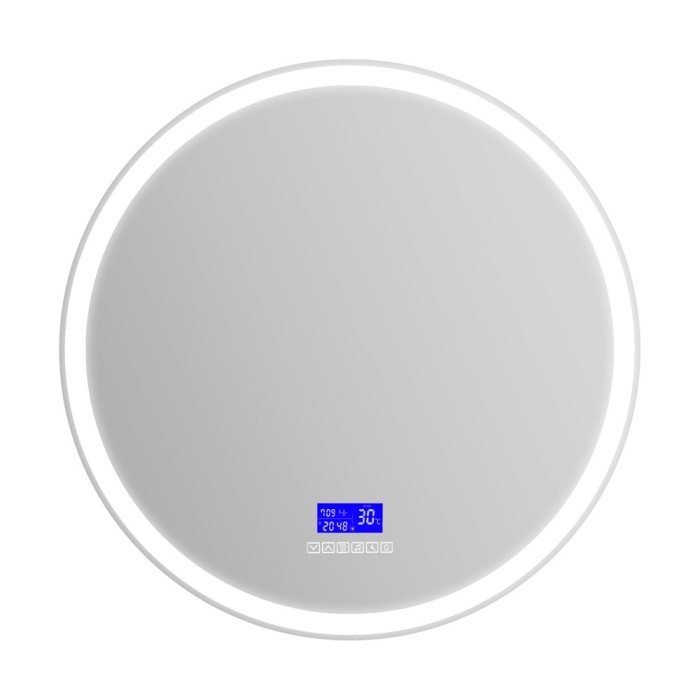 Зеркало 80x80, круглое, с встроенным светильником, сенсорным выключателем, цифровым термометром, радио, BelBagno арт. SPC-RNG-800-LED-TCH-RAD