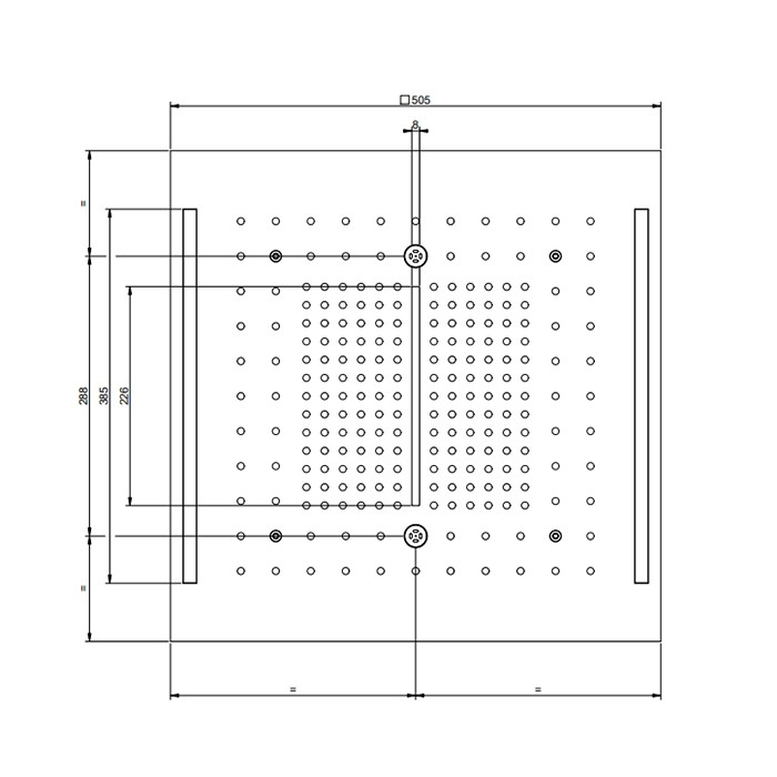 Верхний душ 50х50см., потолочный, 3 режима, хромотерапия, Gessi Colour, black metal brushed pvd арт. 57977#707