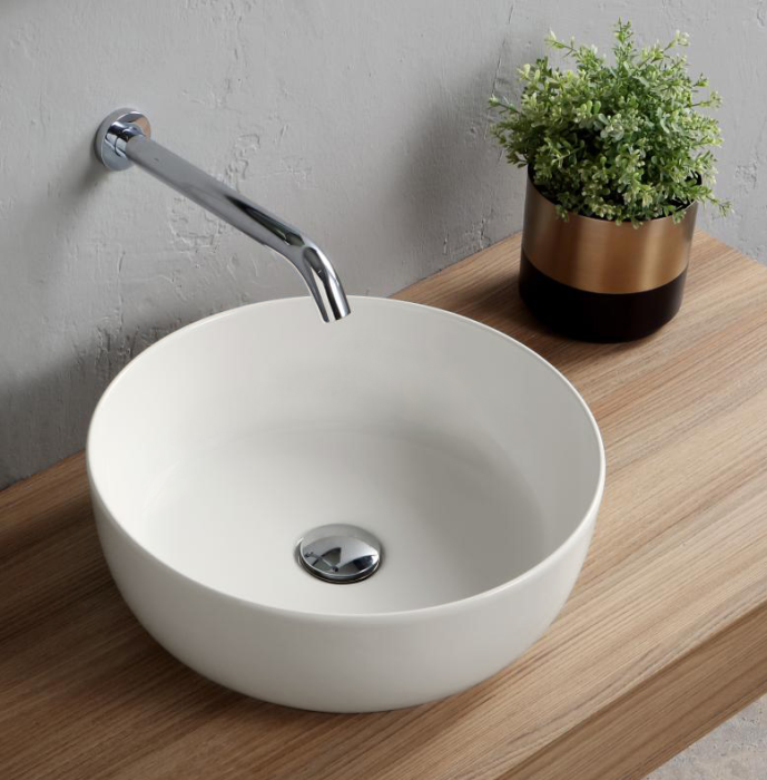 Раковина накладная, без перелива, без отверстий, цвет белый матовый, Scarabeo Glam - 1807 41