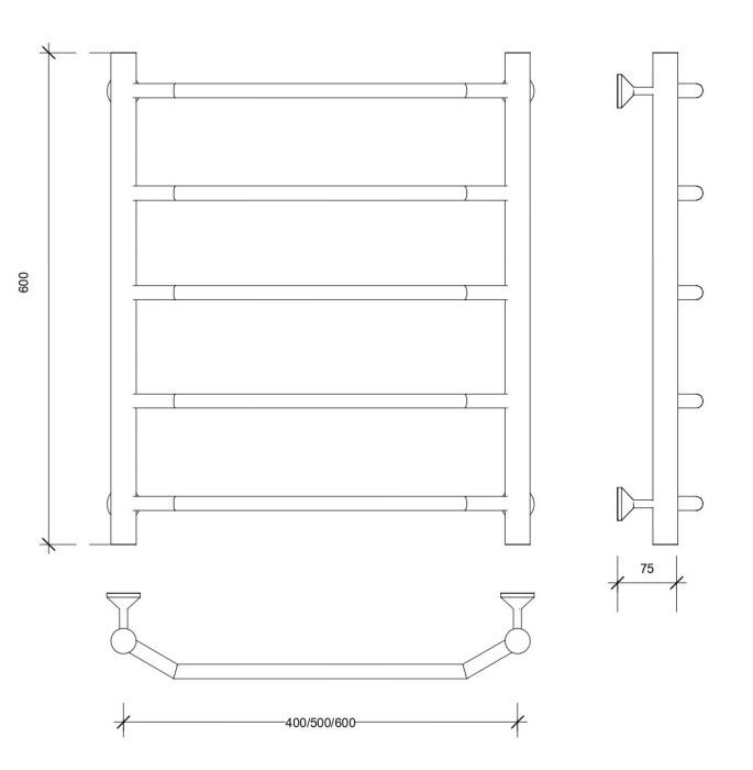 Полотенцесушитель водяной 60x60 Агата 1 (хром) Secado арт. 4603759404981