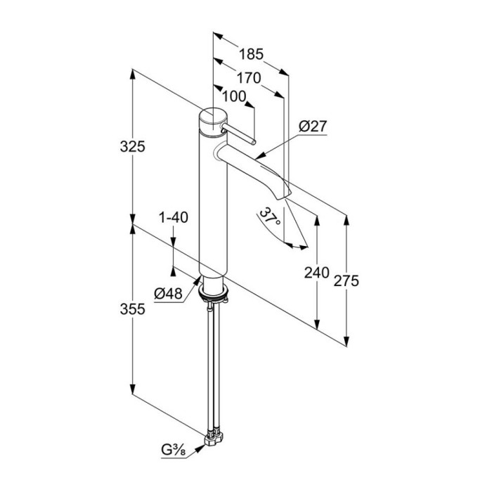 Смеситель для раковины Kludi Bozz черный матовый арт. 382863976