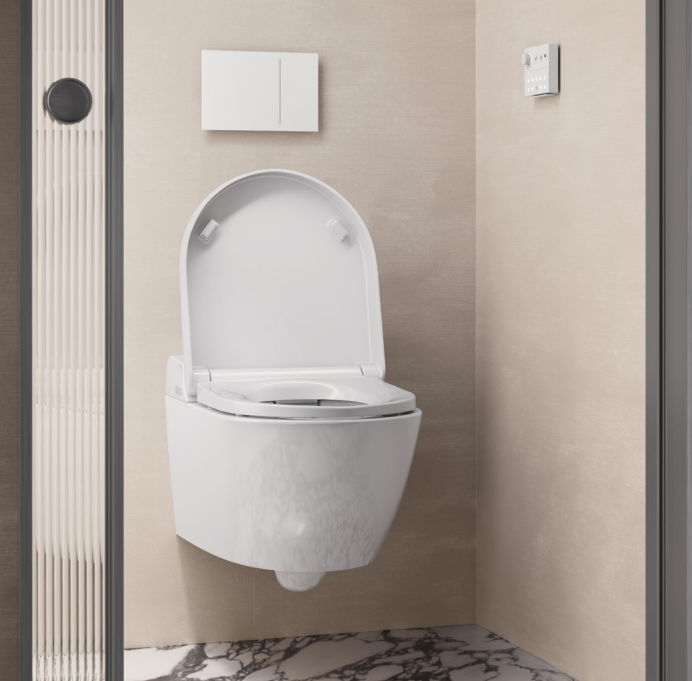 Подвесной унитаз GSI Pura Hygea 590х375 мм с биде, безободковый с сиденьем Soft-Close, цвет бежевый матовый арт. 741811-creta