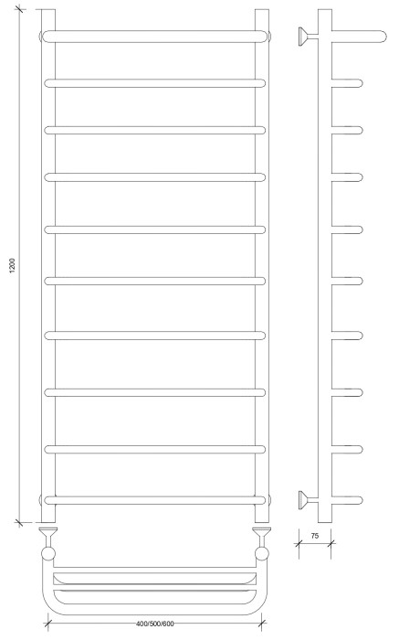 Полотенцесушитель водяной 120x40 Мерида 1 СП (хром) Secado арт. 4603777445409