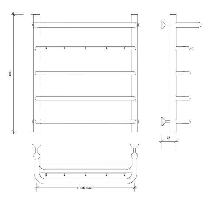 Полотенцесушитель водяной 60x50 Милан 1 КСП (хром) Secado арт. 4603759406343