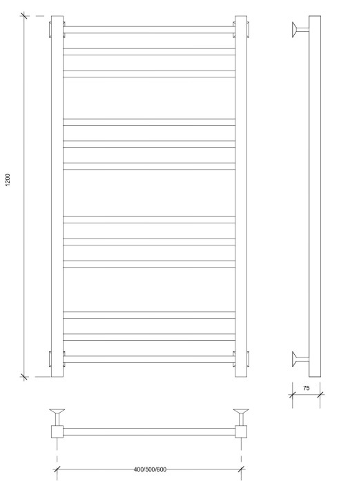 Полотенцесушитель водяной 120x50 Модена 3 (хром) Secado арт. 4603759401874