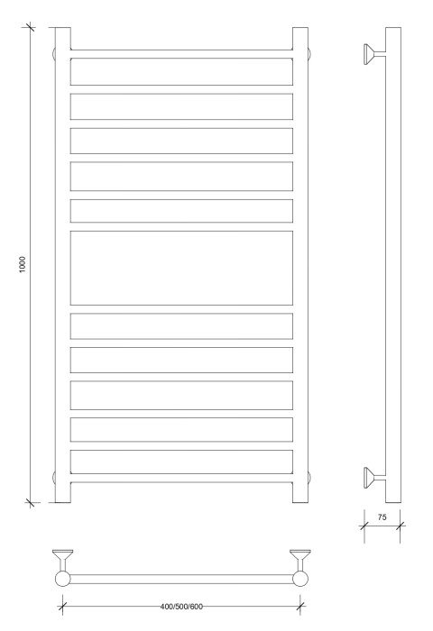 Полотенцесушитель водяной 100x50 Триада 4 (хром) Secado арт. 4603759403946