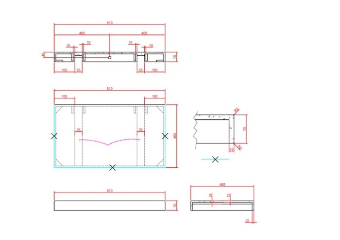 Столешница прямая calacatta 810x460x70, Boheme Flat - 869-080-CLCT