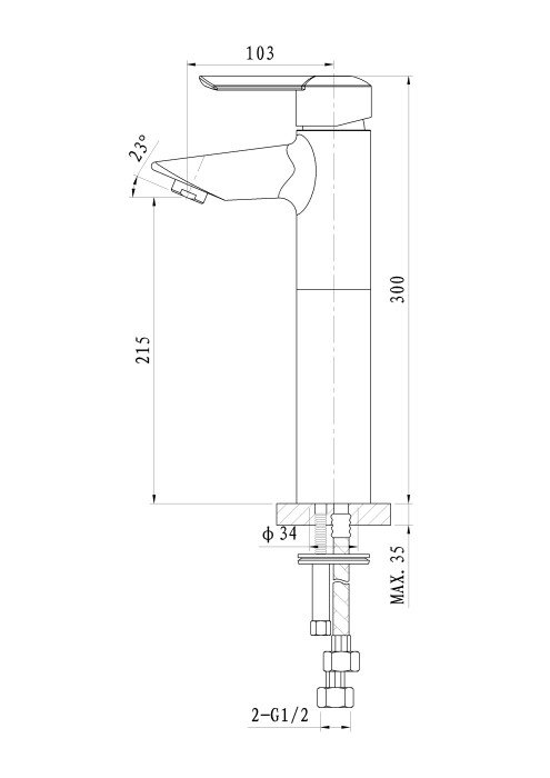Смеситель для раковины высокий, Wonzon & Woghand Baroque, WW-191104-CR цвет: хром
