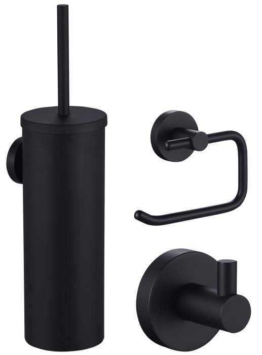 Набор аксессуаров из 3 предметов (крючок, держатель для бумаги, ершик), Wonzon &amp; Woghand, WW-8100-BL цвет: черный