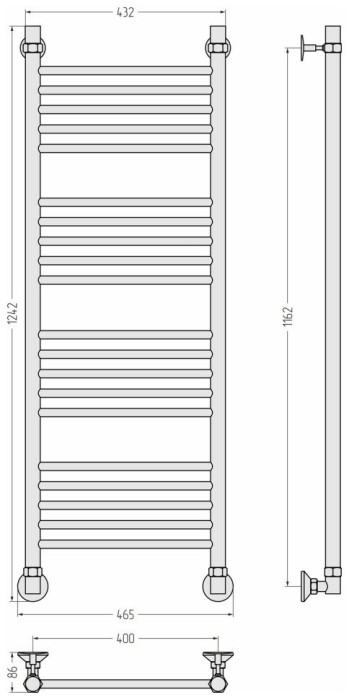 Стилье Водяной полотенцесушитель 1200x400, Аксиома-10, 00661-1240 цвет: без покрытия