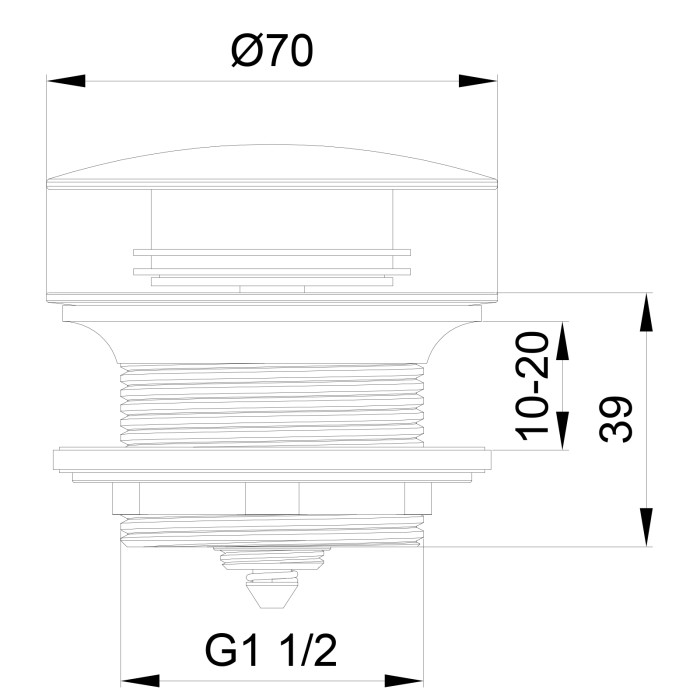 Донный клапан для ванны, Wonzon & Woghand, WW-SS105-BN цвет: никель