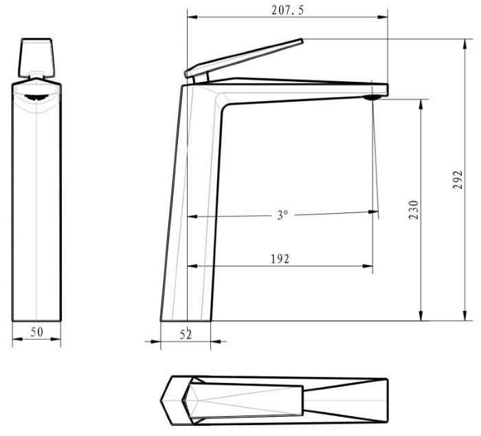 Смеситель для раковины, хром, Venturo Boheme 372