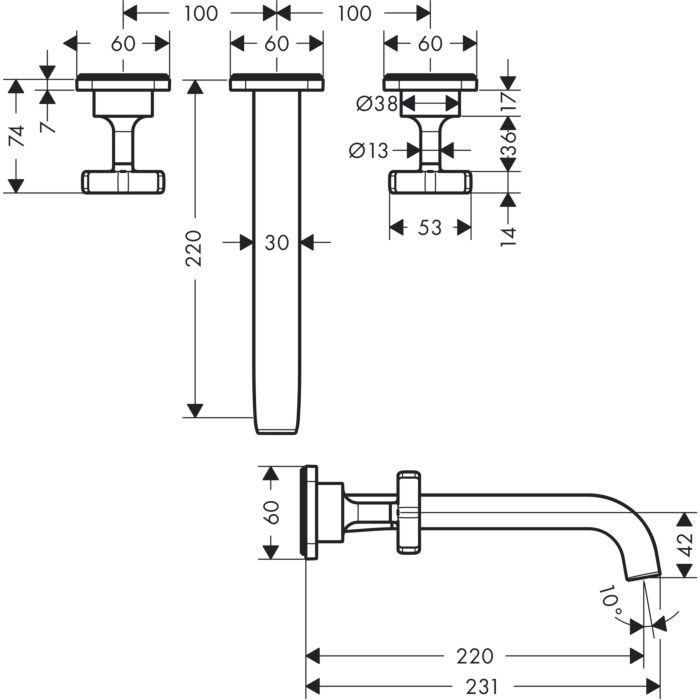 Смеситель для раковины Citterio E Axor, шлифованное красное золото арт. 36107310