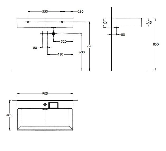 Раковина подвесная с одним отверстием 90x48см, Logica Kerama Marazzi, белый - LO.wb.90.1