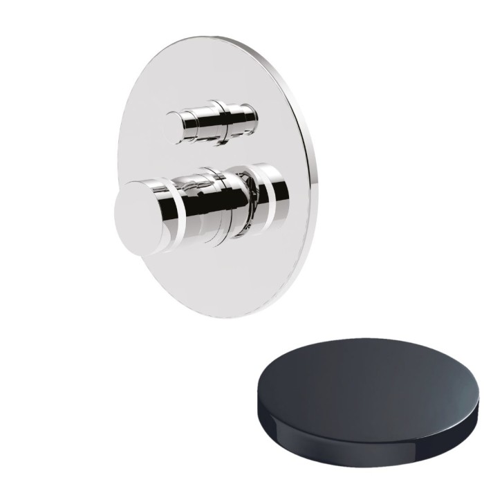 Встраиваемый смеситель для душа, однорычажный, с кнопкой-переключателем, на 2 режима, Giulini My ring, хром черный глянц арт. MR0063CRN