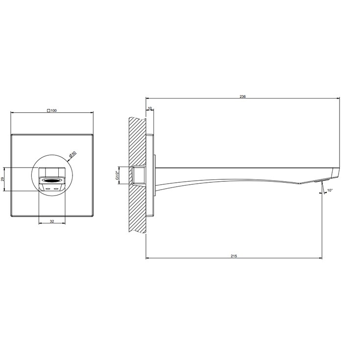 Настенный излив на 1/2”, комбинируемый с удаленным управлением (не входит в комплект)., Gessi Rilievo, nero xl арт. 59100#299