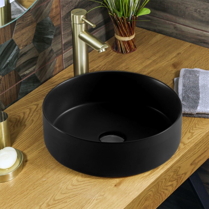 Раковина накладная 346x346x114 черная, Azario - AZ-3134-MB SP
