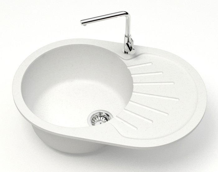 Кухонная мойка Flora 730x450x215 искусственный мрамор, белая, Azario FLORA - CS00079910