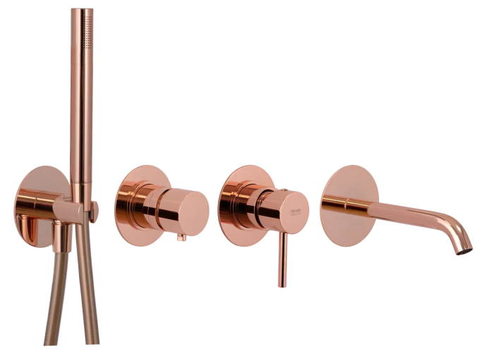 Смеситель для ванны медь глянцевый, Remer X Style, скрытого монтажа X96S03ROXXRL