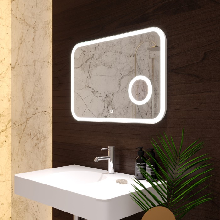 Зеркало 800х550, LED-подсветка с диммером, сенсорный выключатель, Azario Эльза - ФР-00002156