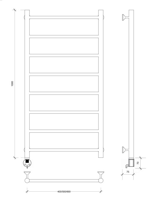 Полотенцесушитель электрический 100x40 Триада 1 Secado арт. 4673739241936