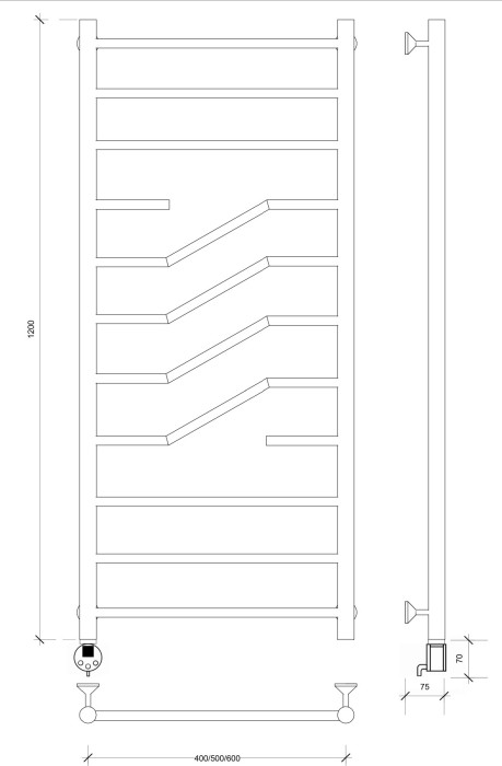 Полотенцесушитель электрический 120x60 Риволи Secado арт. 4673739241509