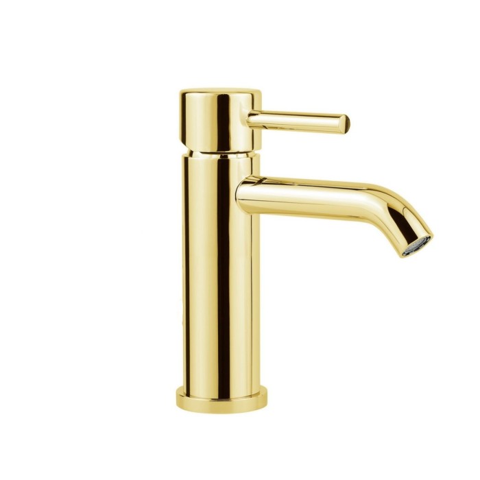 Смеситель для раковины с высоким изливом, без донного клапана, с гибкими шлангами, Giulini Futuro, золото 24 карата арт. 6545/SCO