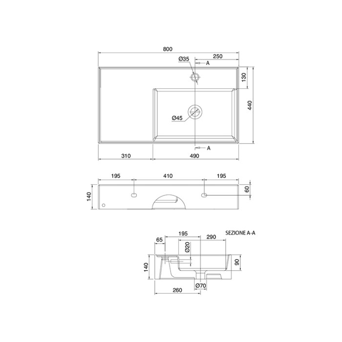 Раковина угловая подвесная или накладная с переливом с одним отверстием, цвет синий матовый с антибактериальным и грязеотталкивающим покрытием BIOKER, Scarabeo Teorema 2.0 - 5118 56 BK