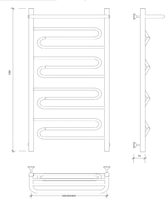 Полотенцесушитель водяной 100x60 Валенсия 1 СП (хром) Secado арт. 4603777446116