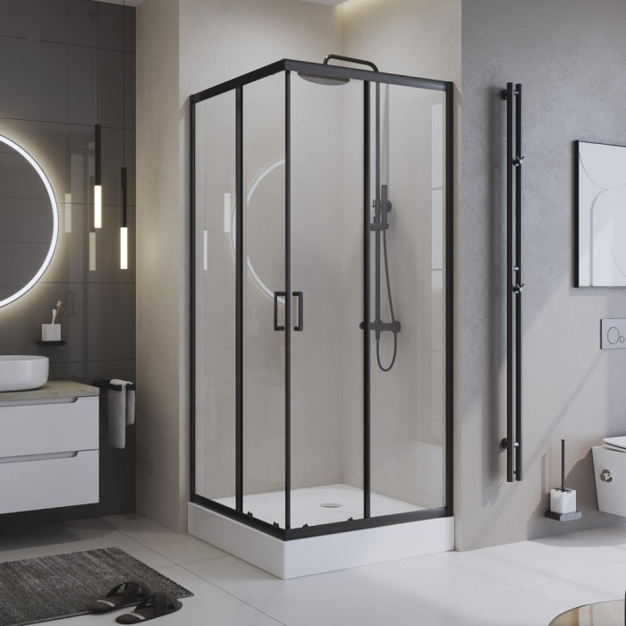 Душевой уголок 90x195 BelBagno, матовый черный, Uno-195 арт. UNO-195-A-2-90-C-NERO