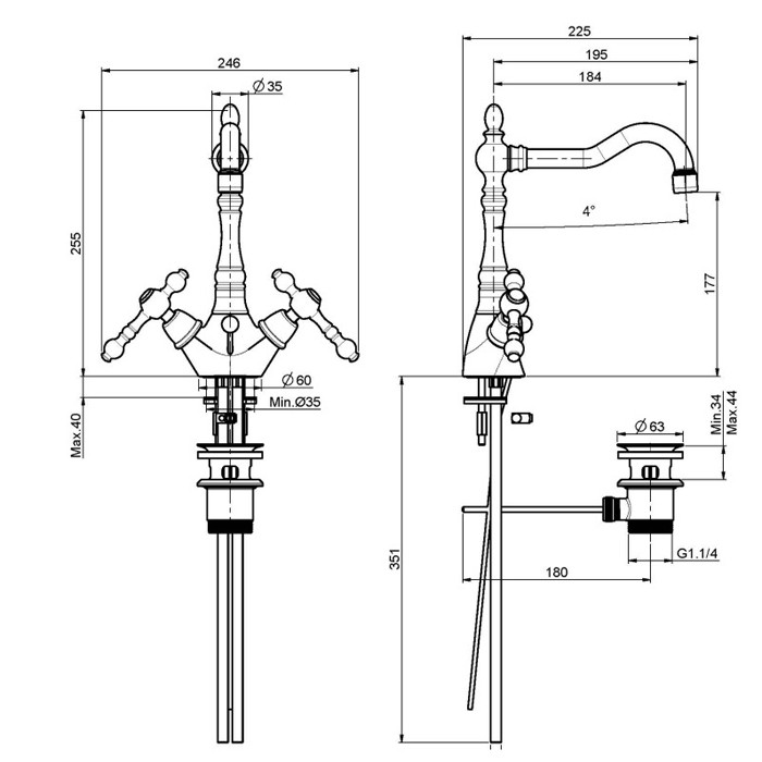 Fima Carlo Frattini Смеситель на 1 отверстие с вращающимся изливом, Epoque, F5061CR цвет: хром