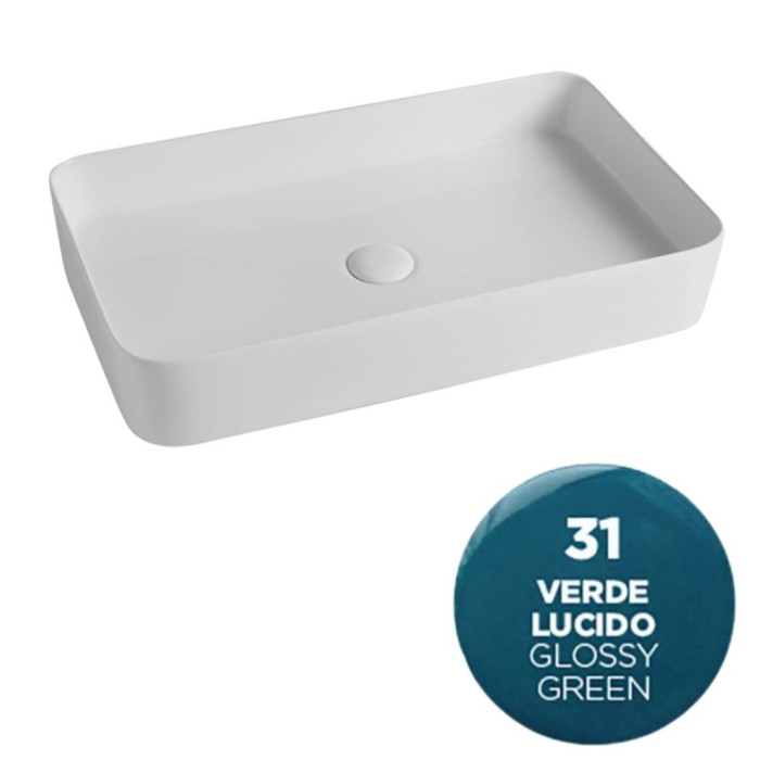 Накладная раковина 65x40xh11 см, Olympia ceramica Smash, зеленый глянцевый арт. SMA42RE65031